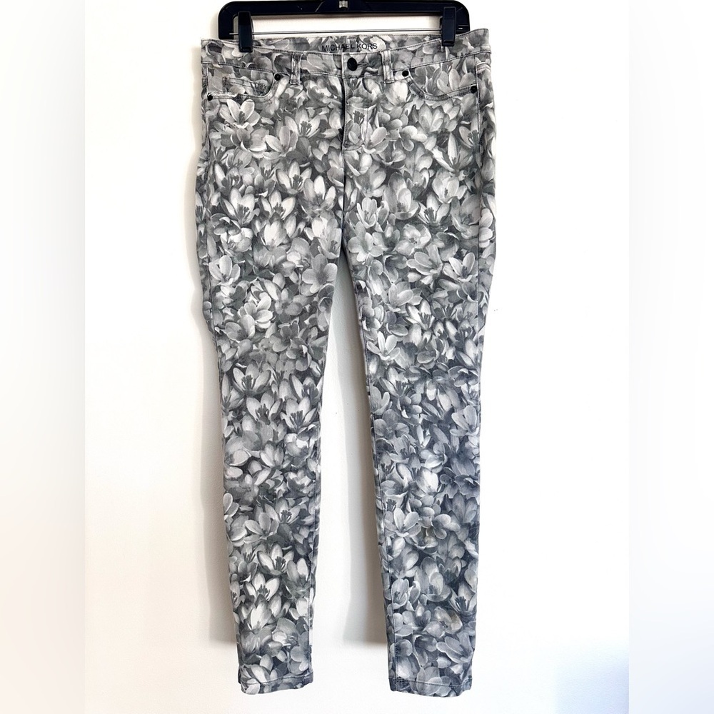 Michael Kors Gray Floral Patterned Denim Skinny Jeans Size 6 - Picture 7 of 7